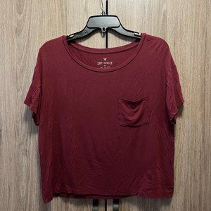 AMERICAN EAGLE, Soft & Sexy collection, maroon crop tee, size SMALL